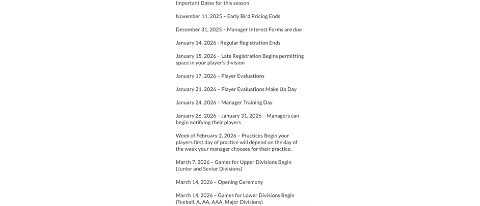 Important Dates for Spring 2026